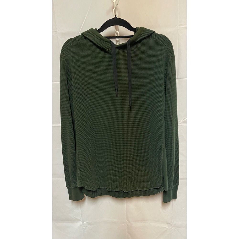 Rag Bone New York Mens Dark Army Hunter Green Waffle Knit Hoodie Size M NWOT